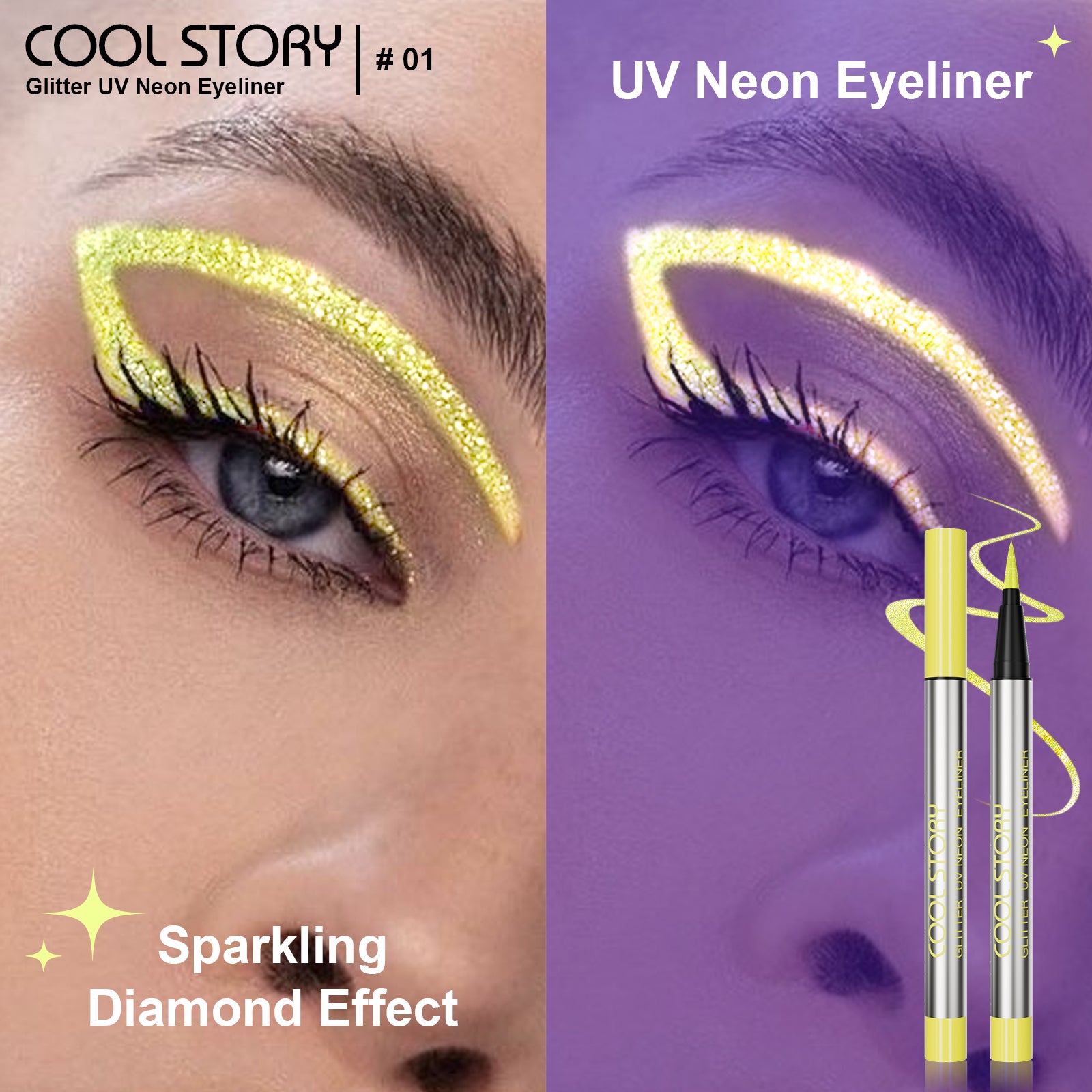 Cool Story 6 Colors Shimmer Liquid Eyeliners – Waterproof, Smudge-Proof & Long Lasting Glitter Eye Makeup Kit