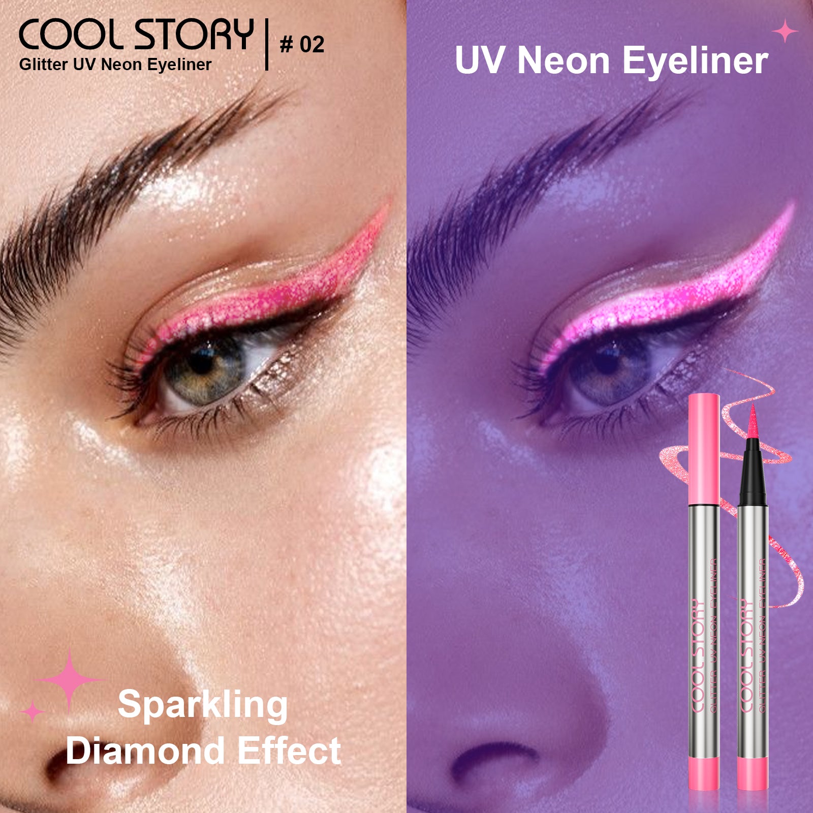 Cool Story 6 Colors Shimmer Liquid Eyeliners – Waterproof, Smudge-Proof & Long Lasting Glitter Eye Makeup Kit