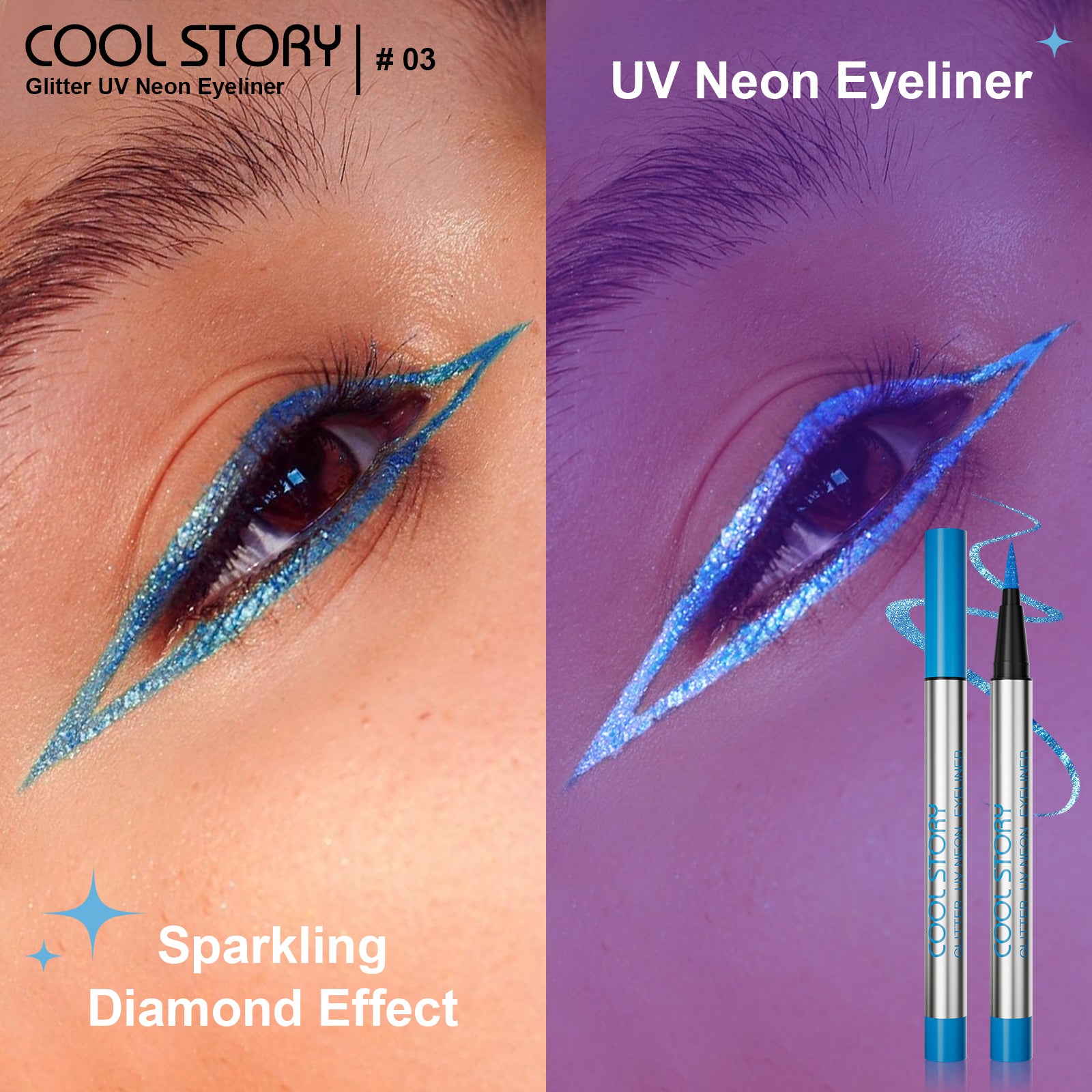 Cool Story 6 Colors Shimmer Liquid Eyeliners – Waterproof, Smudge-Proof & Long Lasting Glitter Eye Makeup Kit