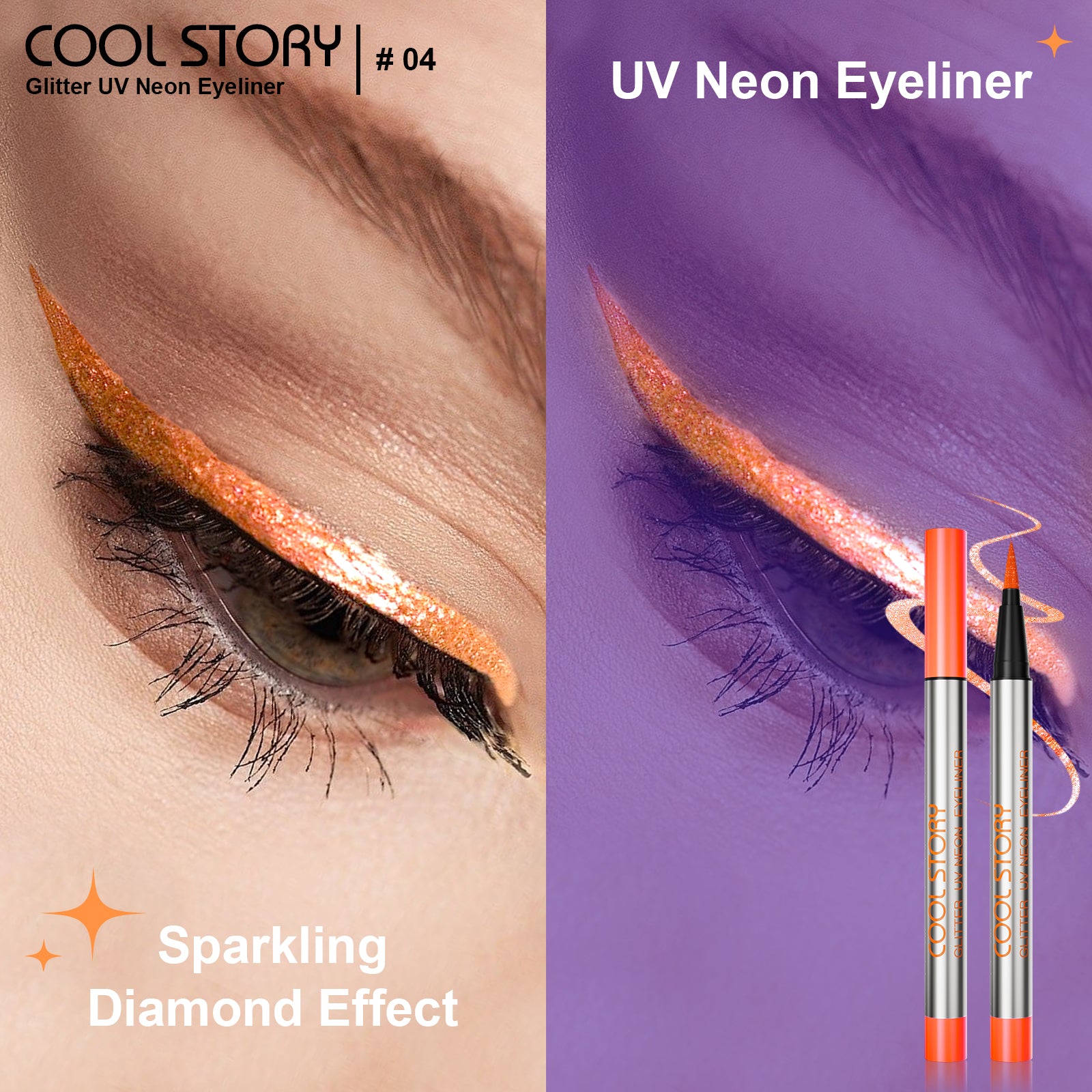 Cool Story 6 Colors Shimmer Liquid Eyeliners – Waterproof, Smudge-Proof & Long Lasting Glitter Eye Makeup Kit