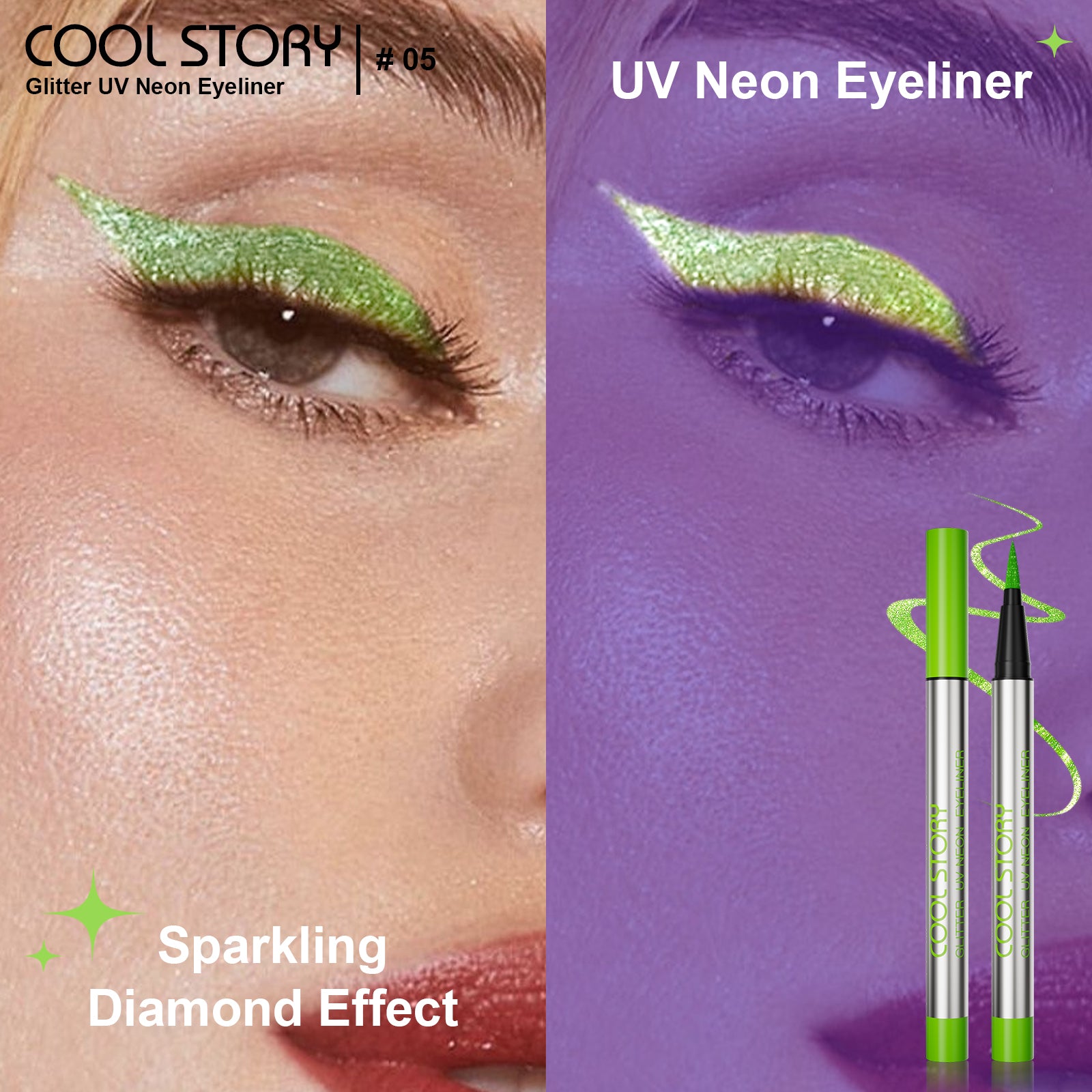 Cool Story 6 Colors Shimmer Liquid Eyeliners – Waterproof, Smudge-Proof & Long Lasting Glitter Eye Makeup Kit