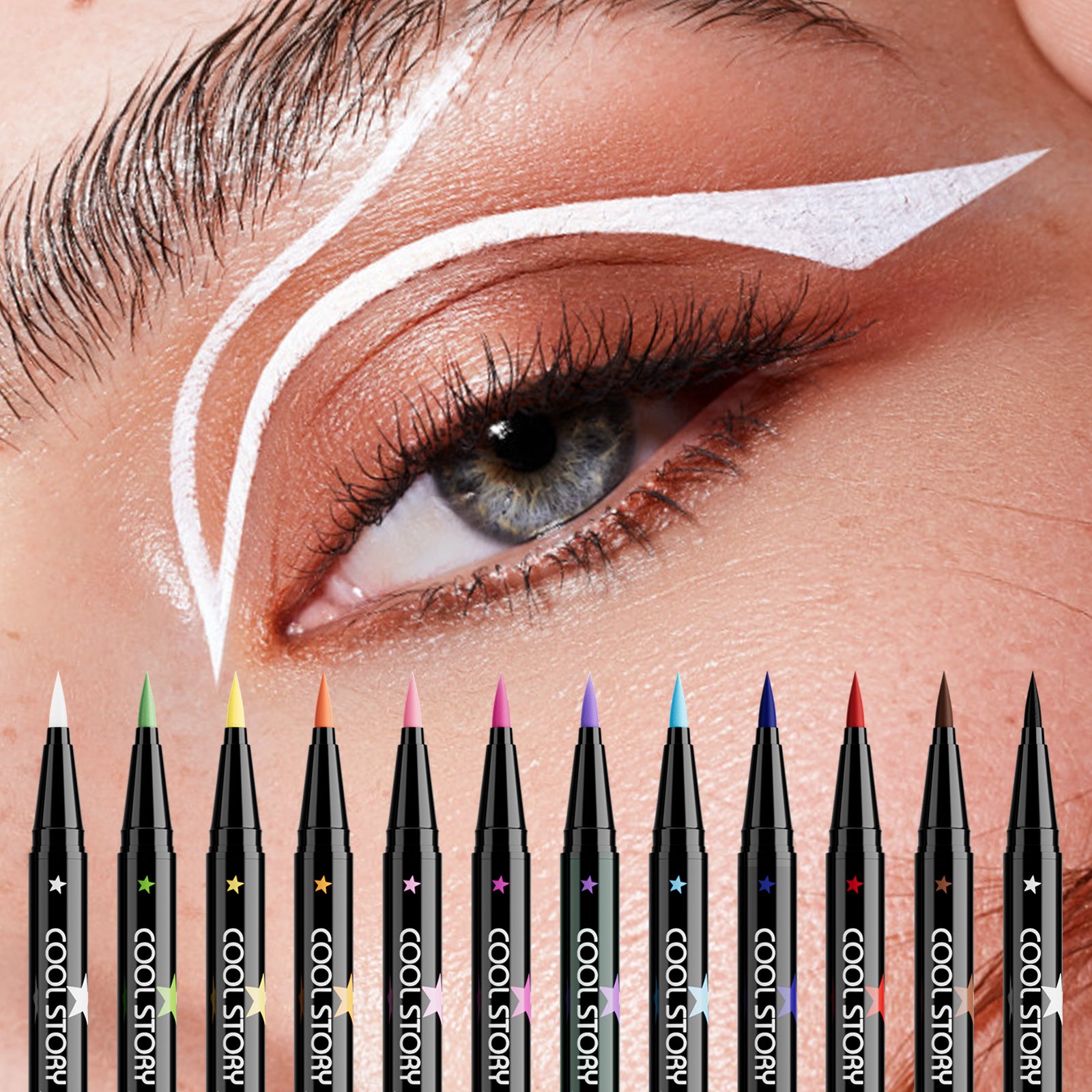 Cool Story Matte Eyeliner Set – 12 Bold Colors, Waterproof & Smudge-Proof for Festival Makeup