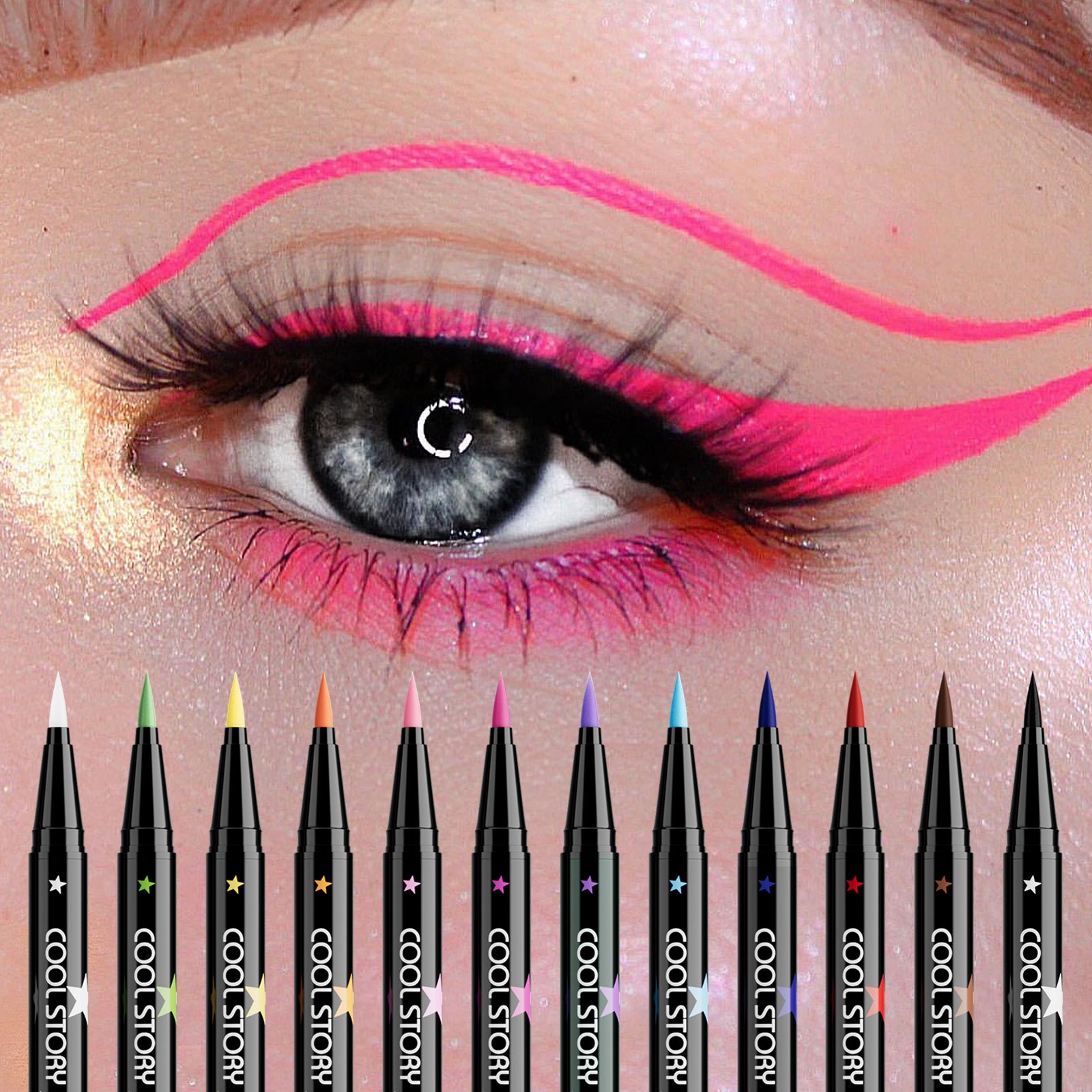 Cool Story Matte Eyeliner Set – 12 Bold Colors, Waterproof & Smudge-Proof for Festival Makeup