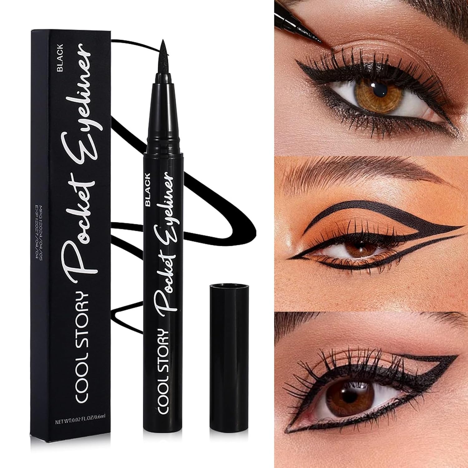 Black Waterproof Liquid Eyeliner – Waterproof, Smudge-Proof & Long Lasting  Liners for All Day Wear