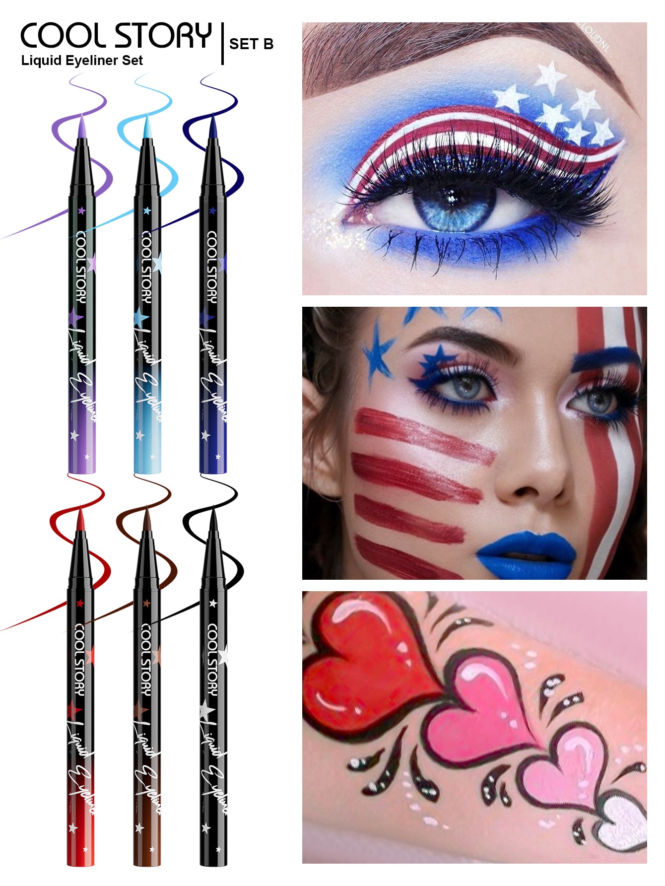 Cool Story Matte Eyeliner Set – 12 Bold Colors, Waterproof & Smudge-Proof for Festival Makeup